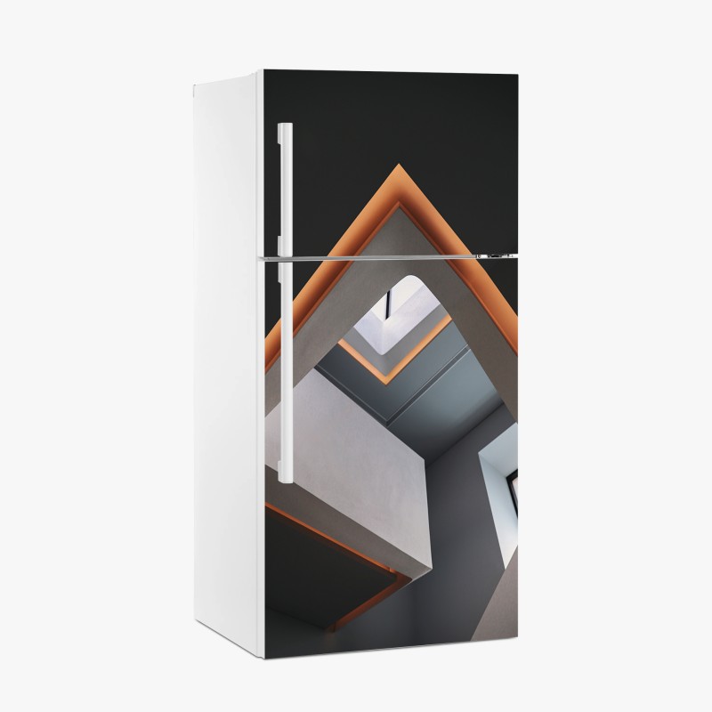 Kühlschrankaufkleber minimalistisches geometrisches interieur mit oberlicht