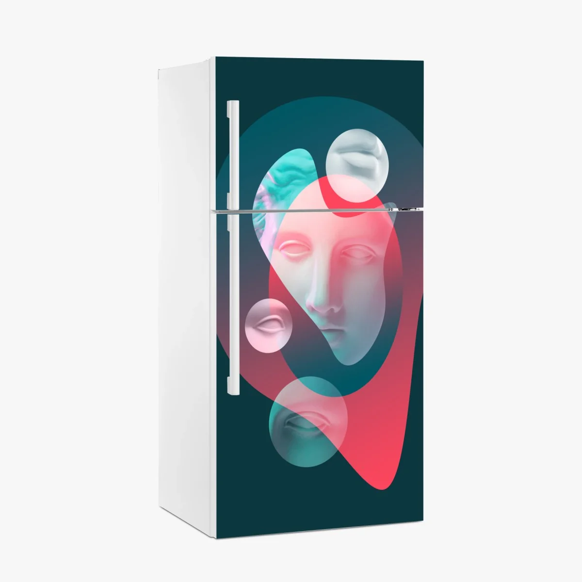 Kühlschrankaufkleber surreales klassisches gesicht im duoton – Wallnifity® Kühlschrankaufkleber surreales klassisches gesicht im duoton – Wallnifity®