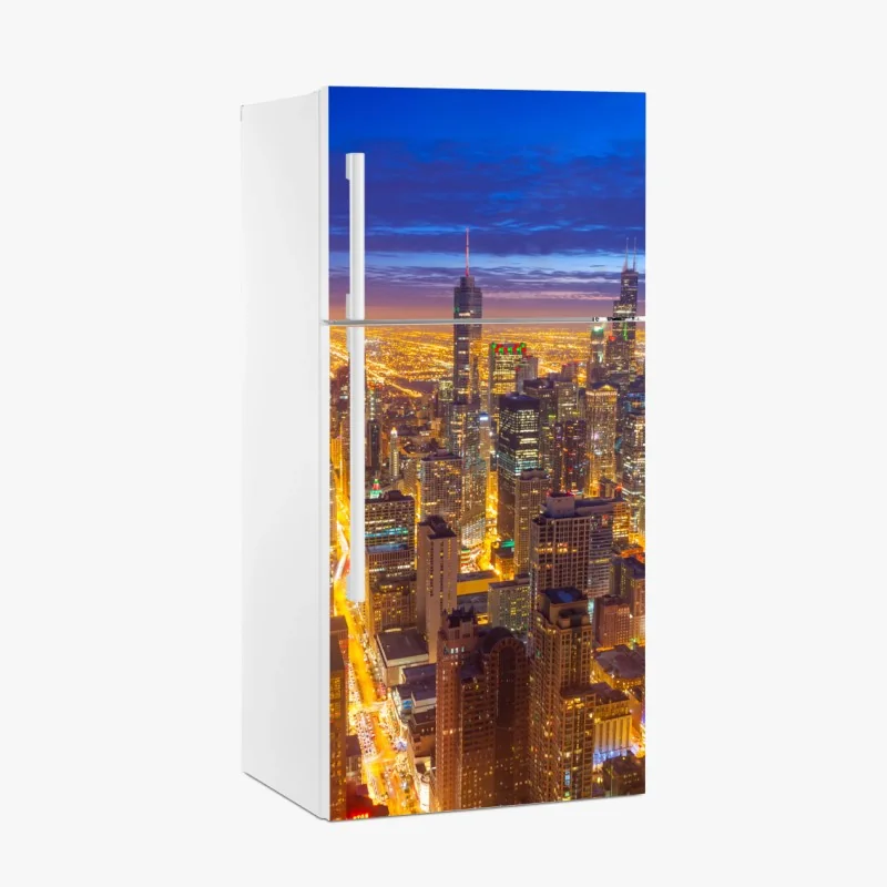 Kühlschrankaufkleber Chicago nächtliche skyline panorama