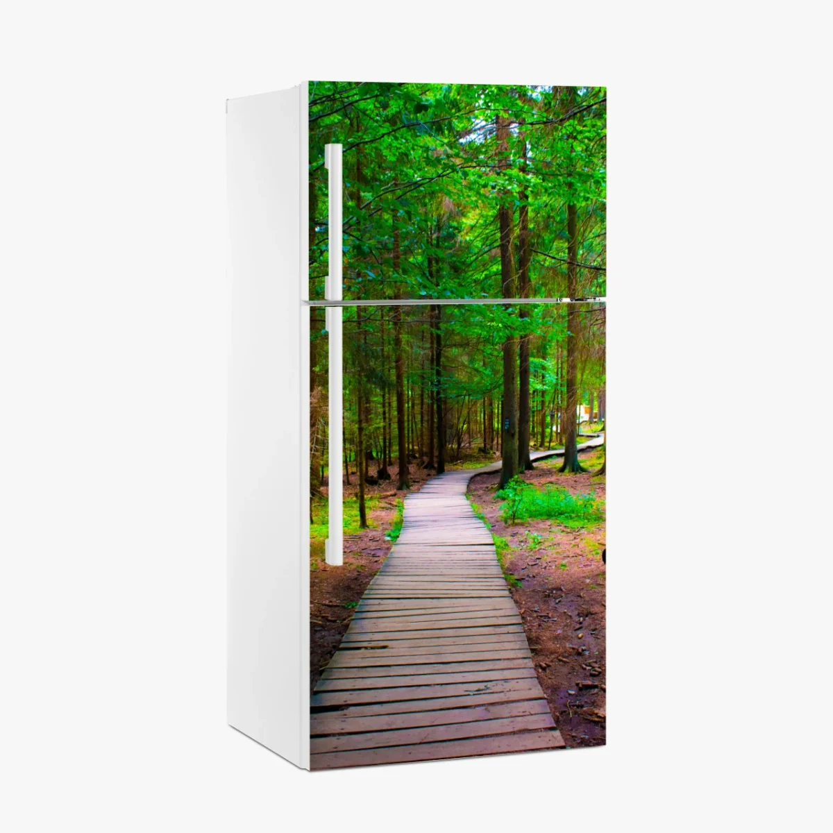 Kühlschrankaufkleber ruhiger waldsteg im grünen – Wallnifity® Kühlschrankaufkleber ruhiger waldsteg im grünen – Wallnifity®