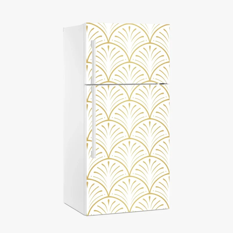 Kühlschrankaufkleber goldenes art deco fächermuster