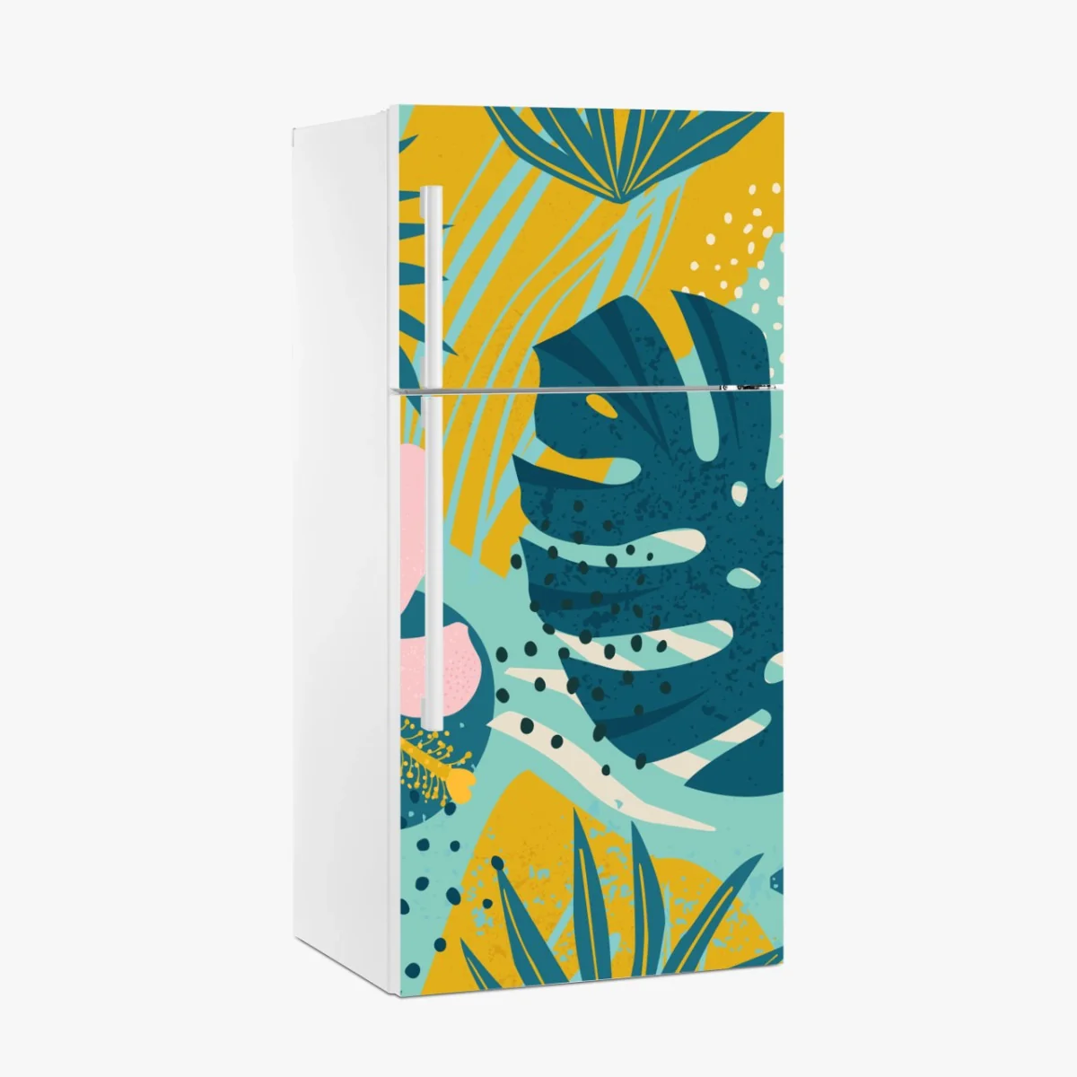 Kühlschrankaufkleber tropische blätter und blüten – Wallnifity® Kühlschrankaufkleber tropische blätter und blüten – Wallnifity®