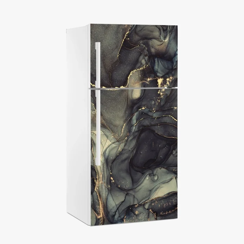 Kühlschrankaufkleber luxuriöse abstrakte alkoholtinten-kunst mit goldenen adern