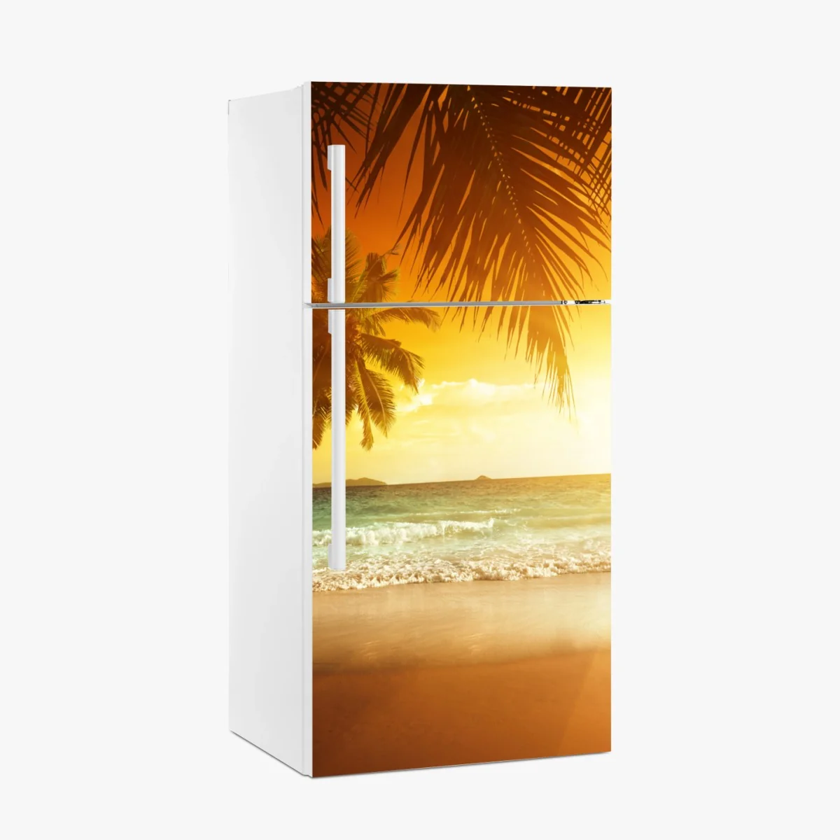 Kühlschrankaufkleber goldener sonnenuntergang an einem strand in der Karibik – Wallnifity® Kühlschrankaufkleber goldener sonnenuntergang an einem strand in der Karibik – Wallnifity®