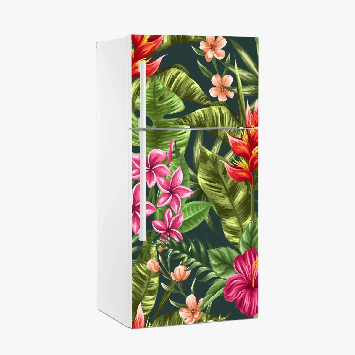 Kühlschrankaufkleber tropisches hibiskus- und plumeria-blumenmuster – Wallnifity®