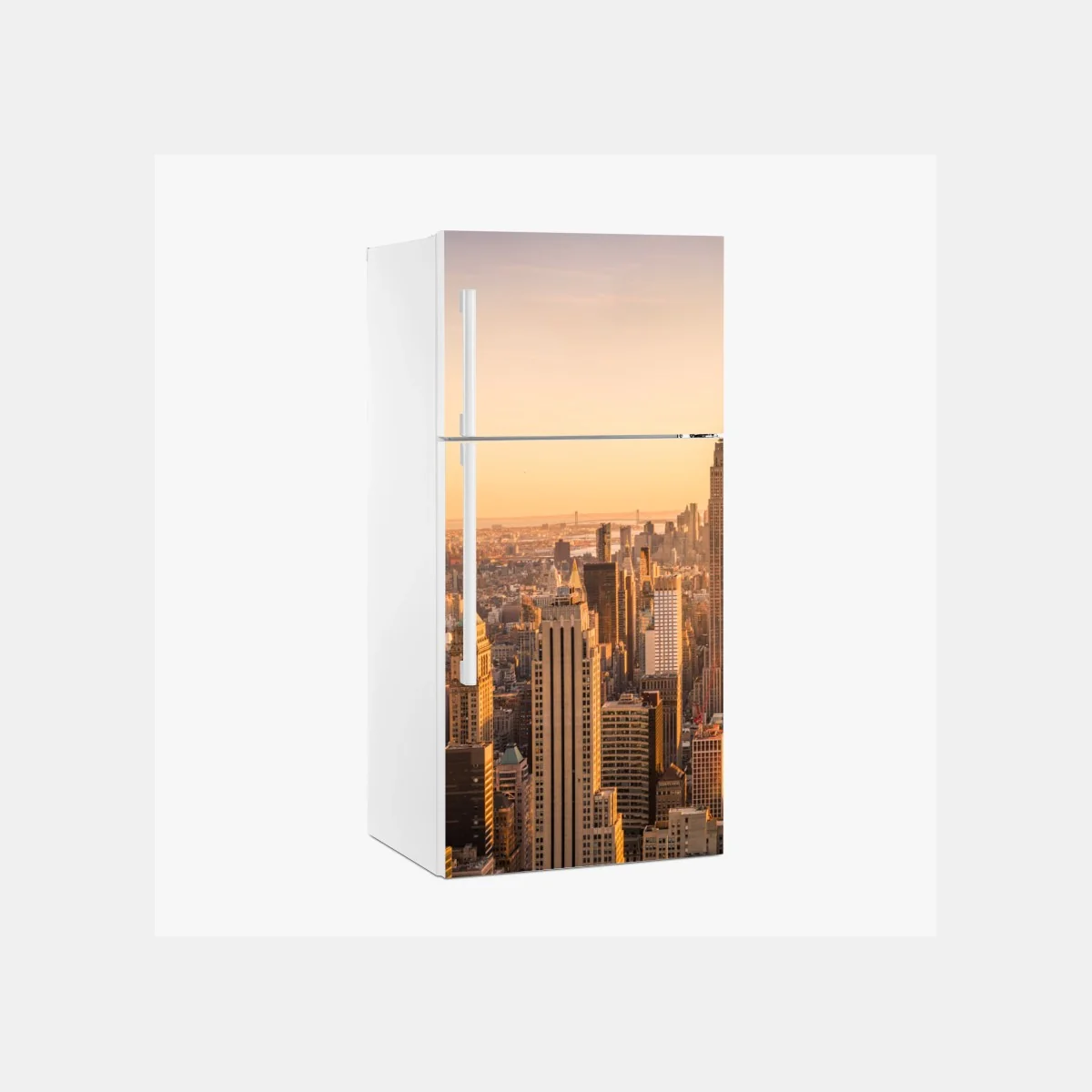 Kühlschrankaufkleber goldener sonnenuntergang über der skyline von New York – Wallnifity® Kühlschrankaufkleber goldener sonnenuntergang über der skyline von New York – Wallnifity®
