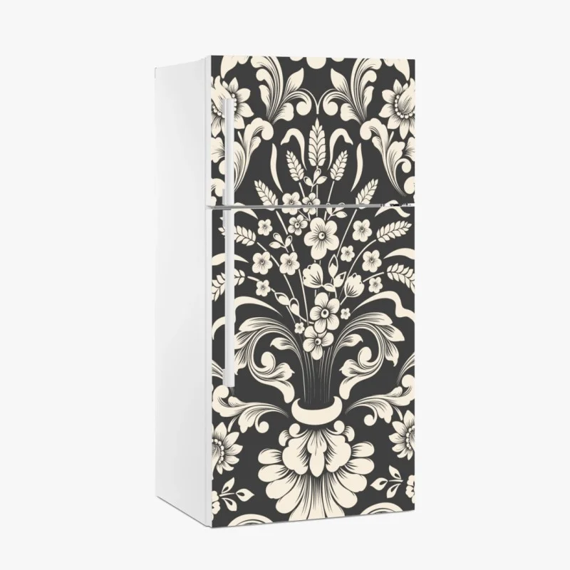 Kühlschrankaufkleber vintage blumiges damastmuster