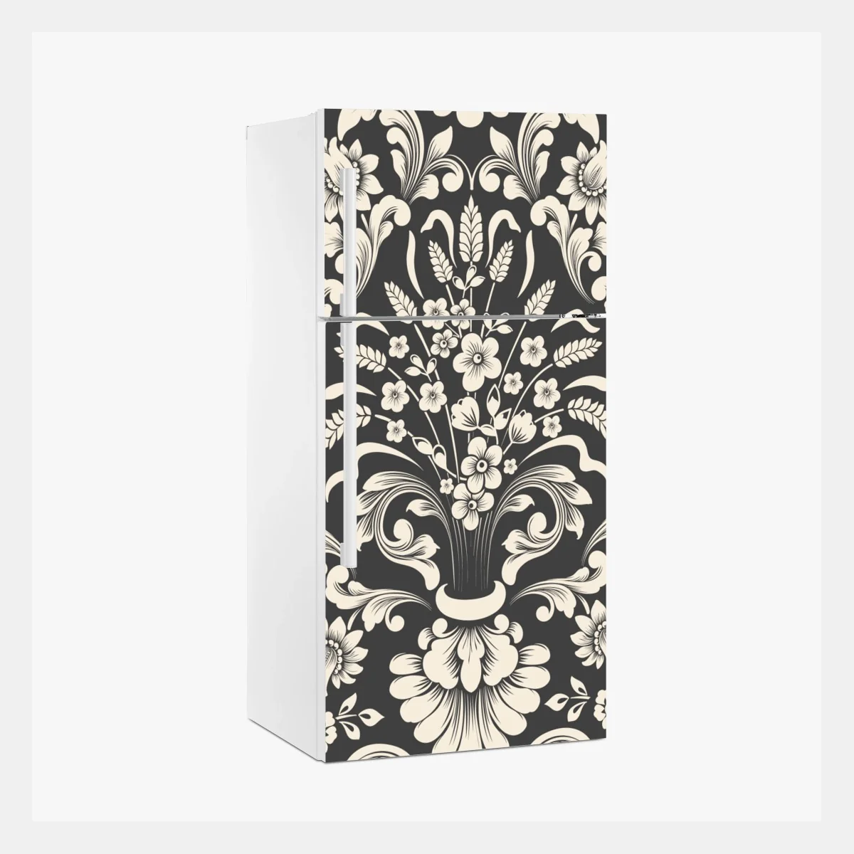 Kühlschrankaufkleber vintage blumiges damastmuster – Wallnifity®