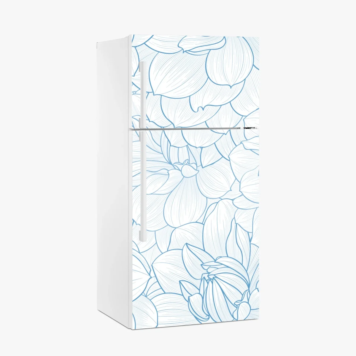 Kühlschrankaufkleber zartes blaues blumenmuster – Wallnifity® Kühlschrankaufkleber zartes blaues blumenmuster – Wallnifity®