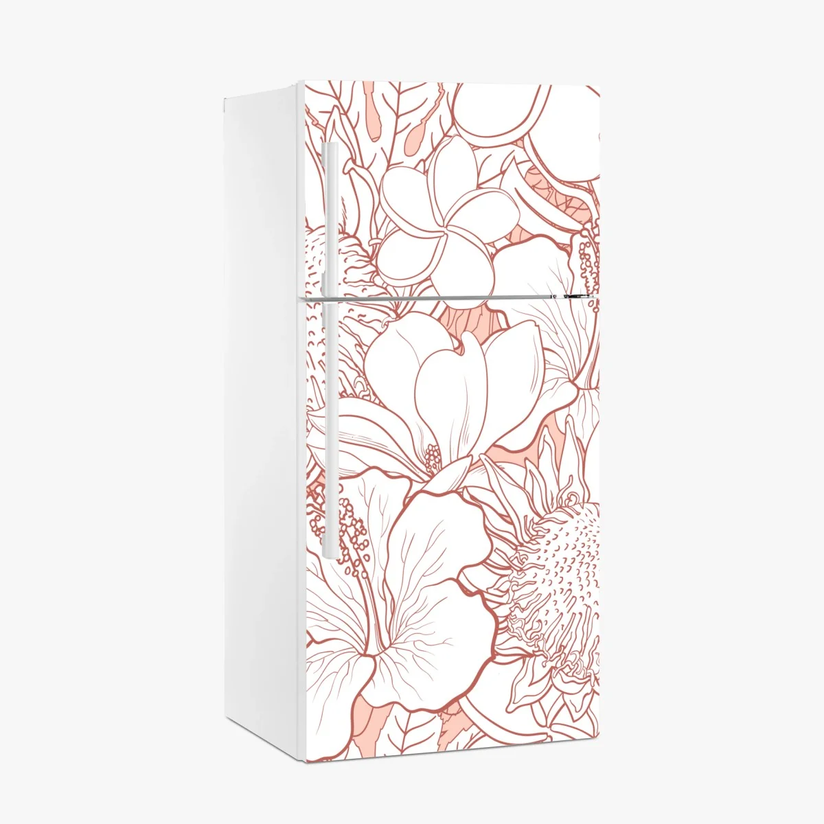Kühlschrankaufkleber zartes korallenfarbenes blumenmuster – Wallnifity® Kühlschrankaufkleber zartes korallenfarbenes blumenmuster – Wallnifity®