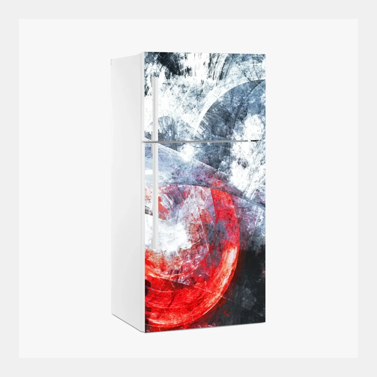 Kühlschrankaufkleber dynamische rote und weiße abstrakte komposition – Wallnifity® Kühlschrankaufkleber dynamische rote und weiße abstrakte komposition – Wallnifity®