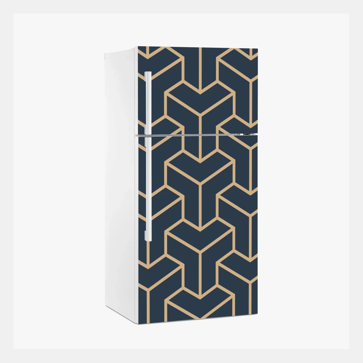 Kühlschrankaufkleber marineblaues geometrisches würfelmuster – Wallnifity® Kühlschrankaufkleber marineblaues geometrisches würfelmuster – Wallnifity®