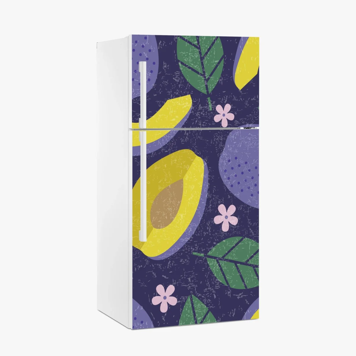 Kühlschrankaufkleber verspieltes pflaumenmuster mit blättern – Wallnifity® Kühlschrankaufkleber verspieltes pflaumenmuster mit blättern – Wallnifity®