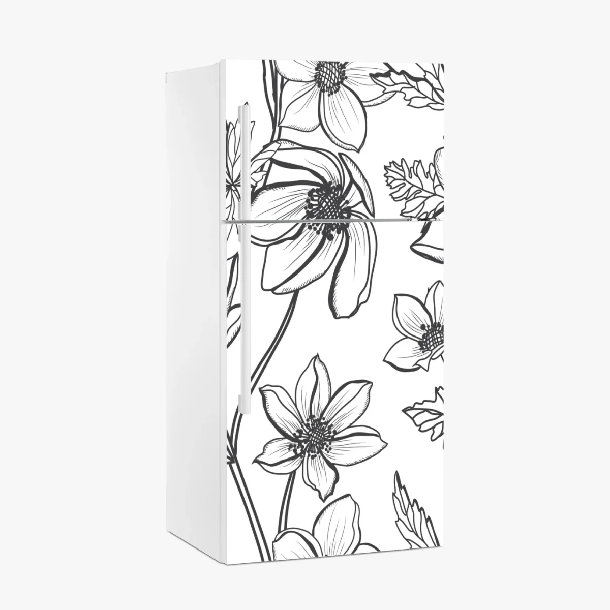 Kühlschrankaufkleber botanische linienzeichnung mit blumen – Wallnifity® Kühlschrankaufkleber botanische linienzeichnung mit blumen – Wallnifity®