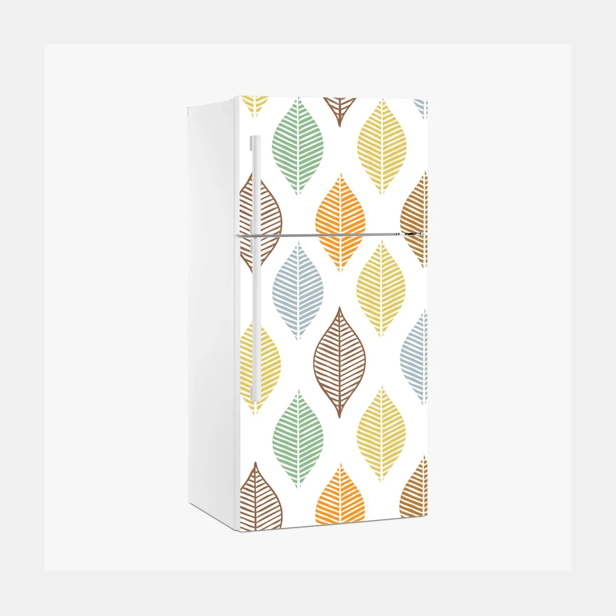 Kühlschrankaufkleber pastelliges blättermuster für die wand – Wallnifity® Kühlschrankaufkleber pastelliges blättermuster für die wand – Wallnifity®