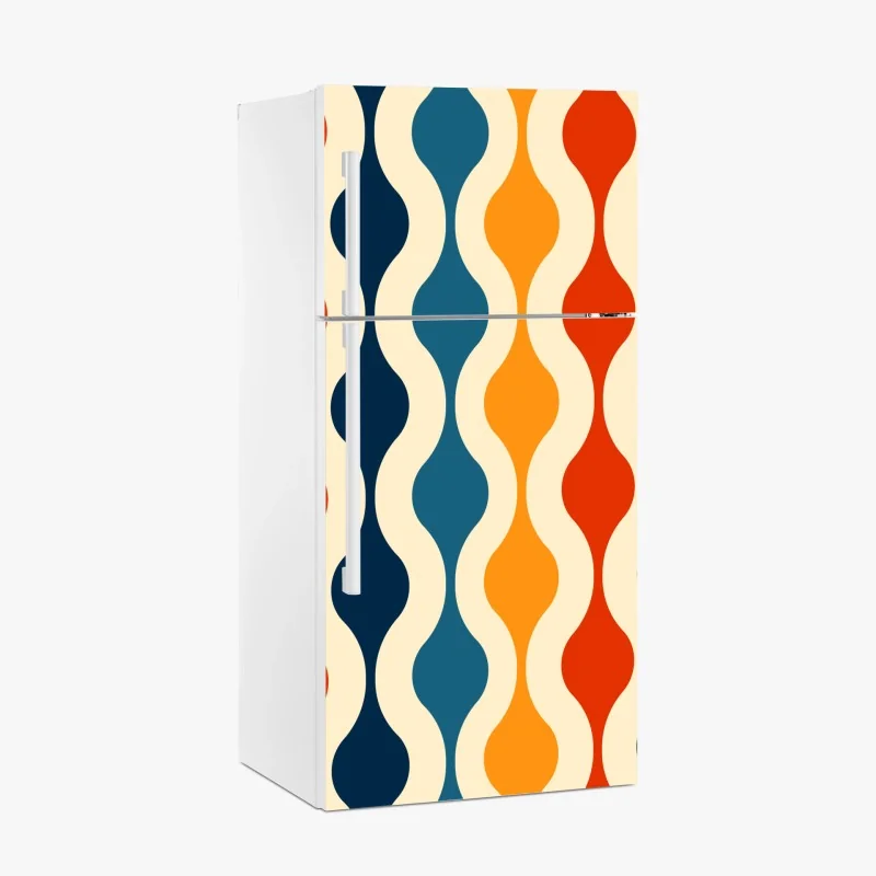 Kühlschrankaufkleber retro welliges mid-century muster