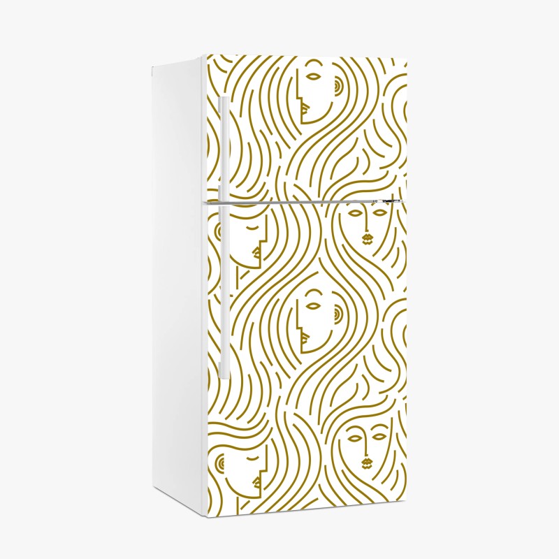 Kühlschrankaufkleber goldene fließende gesichter nahtloses muster