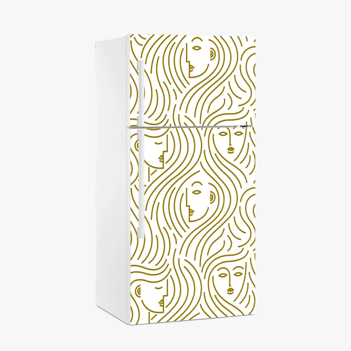 Kühlschrankaufkleber goldene fließende gesichter nahtloses muster – Wallnifity®