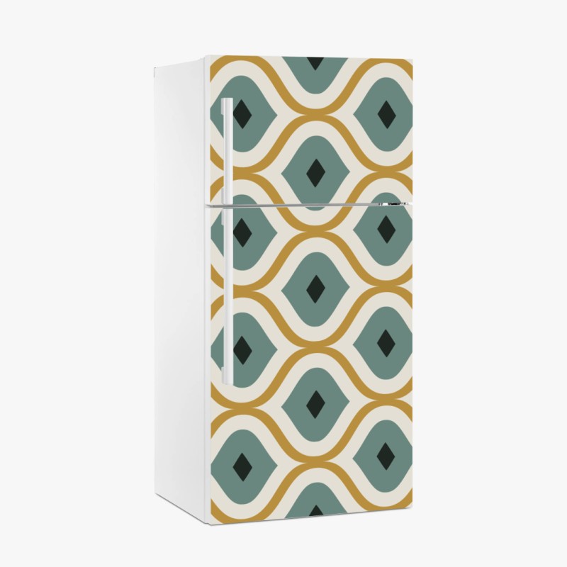 Kühlschrankaufkleber türkis-goldenes geometrisches ornament