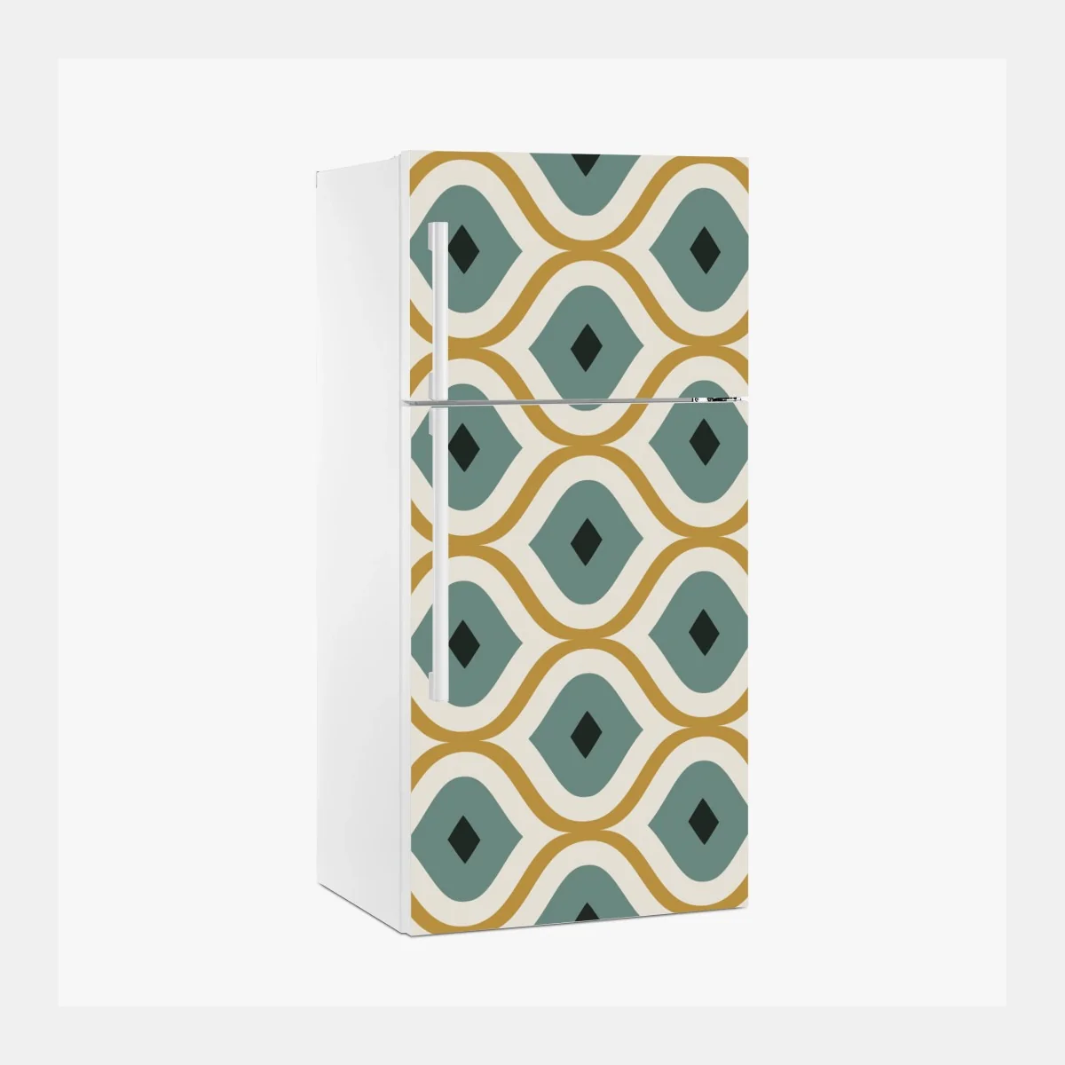 Kühlschrankaufkleber türkis-goldenes geometrisches ornament – Wallnifity® Kühlschrankaufkleber türkis-goldenes geometrisches ornament – Wallnifity®