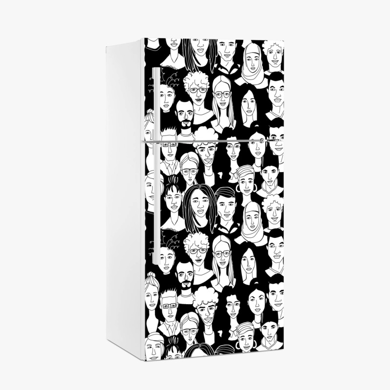 Kühlschrankaufkleber mutige geometrische komposition in blau und orange – Wallnifity®