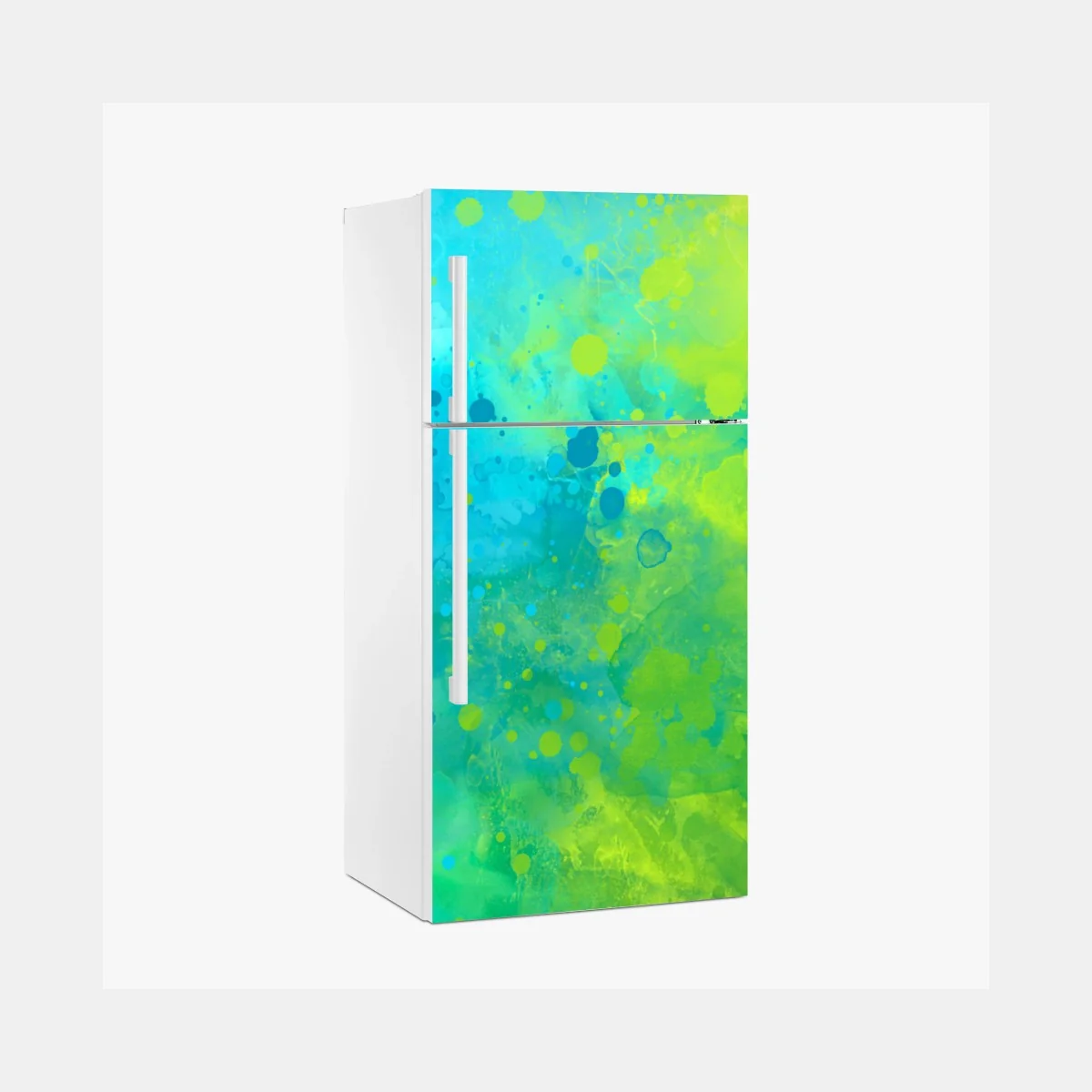 Kühlschrankaufkleber lebhafte türkis und limetten aquarellspritzer – Wallnifity®