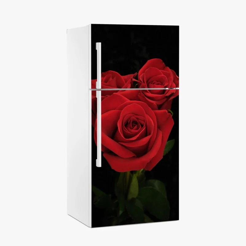 Kühlschrankaufkleber rote rosen vor schwarzem hintergrund