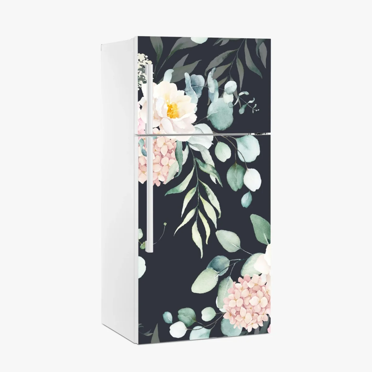 Kühlschrankaufkleber elegantes aquarell-blumenmuster auf dunklem hintergrund – Wallnifity® Kühlschrankaufkleber elegantes aquarell-blumenmuster auf dunklem hintergrund – Wallnifity®