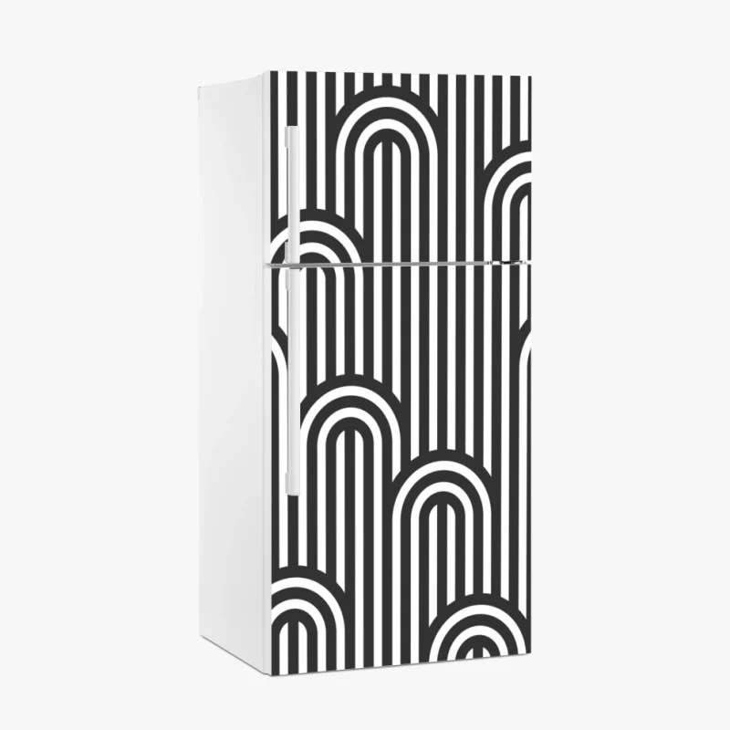 Kühlschrankaufkleber schwarzweißes geometrisches streifenmuster