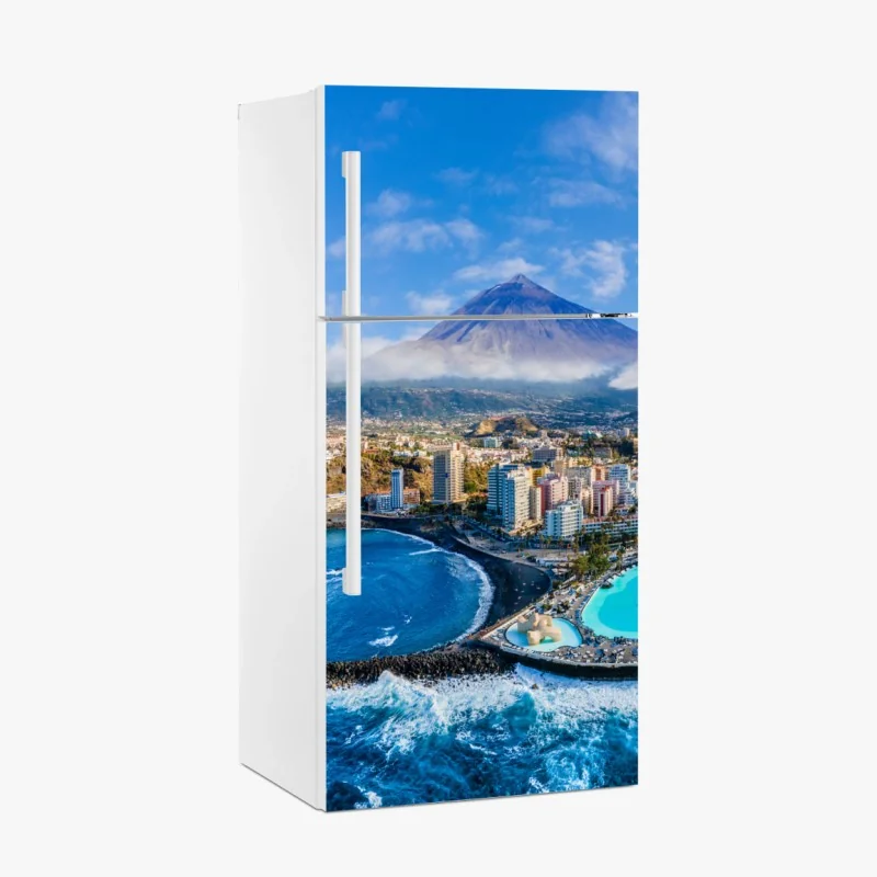 Kühlschrankaufkleber luftpanorama der küste von Teneriffa mit dem Mount Teide