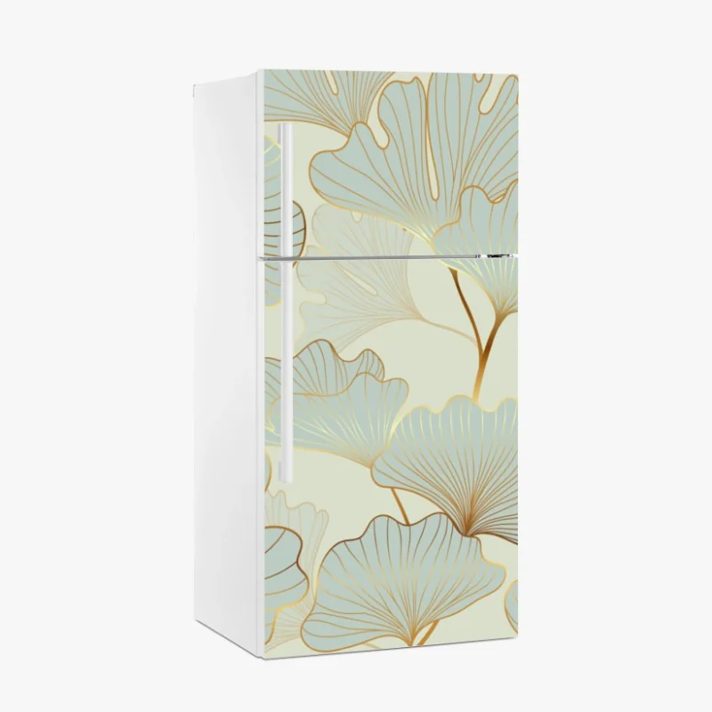 Kühlschrankaufkleber pastell ginkgo blättermuster mit goldakzenten