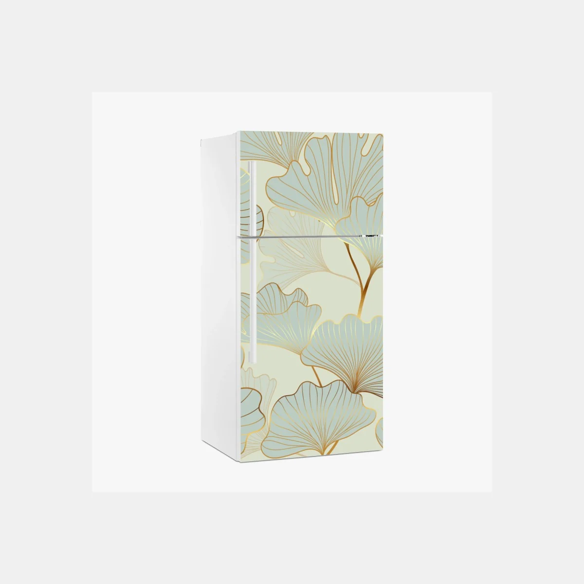 Kühlschrankaufkleber pastell ginkgo blättermuster mit goldakzenten – Wallnifity® Kühlschrankaufkleber pastell ginkgo blättermuster mit goldakzenten – Wallnifity®