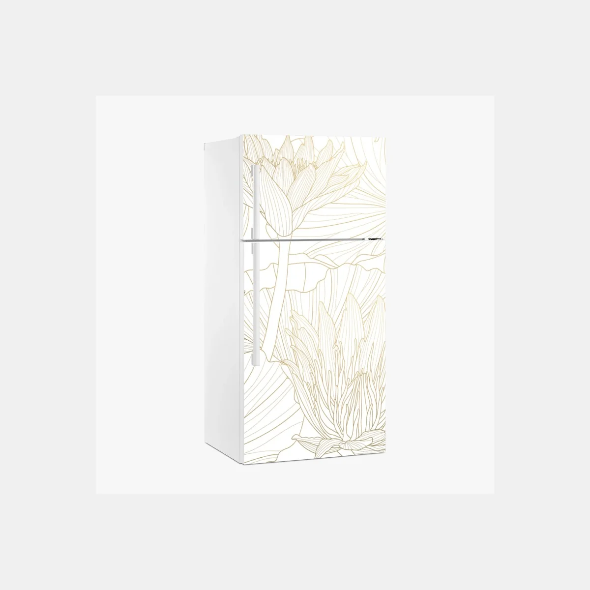 Kühlschrankaufkleber zarte goldene blütenlinien – Wallnifity® Kühlschrankaufkleber zarte goldene blütenlinien – Wallnifity®