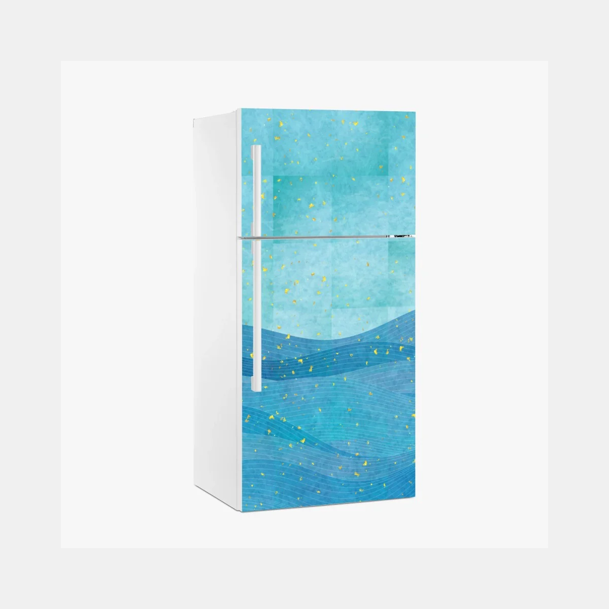 Kühlschrankaufkleber türkiswellen abstrakte komposition – Wallnifity® Kühlschrankaufkleber türkiswellen abstrakte komposition – Wallnifity®