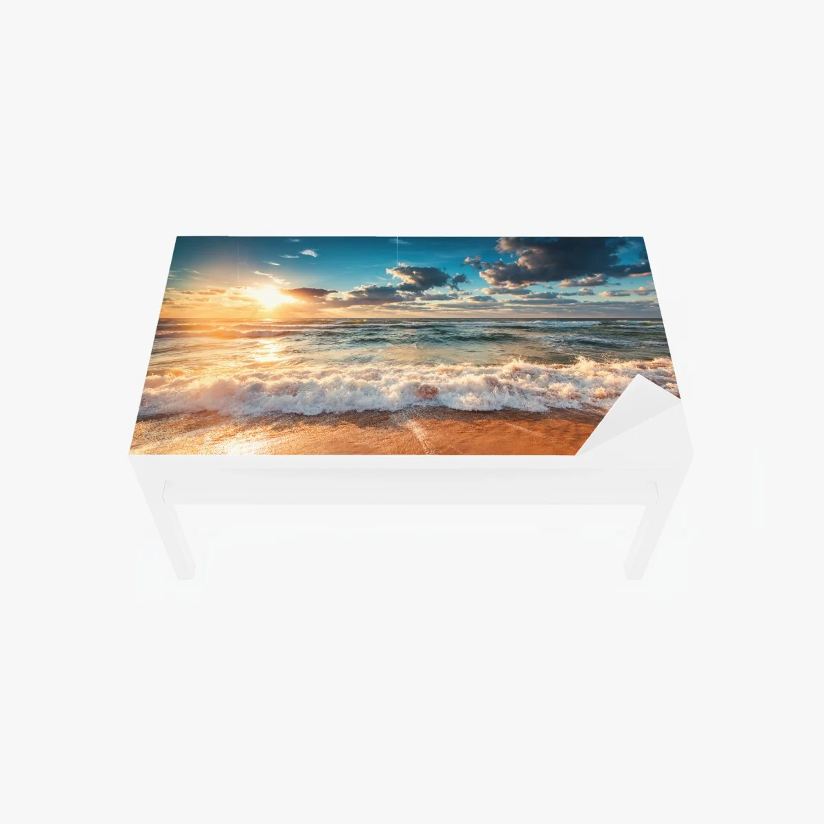 Tischaufkleber und Schreibtischaufkleber goldener sonnenaufgang über der meeresküste – Wallnifity®