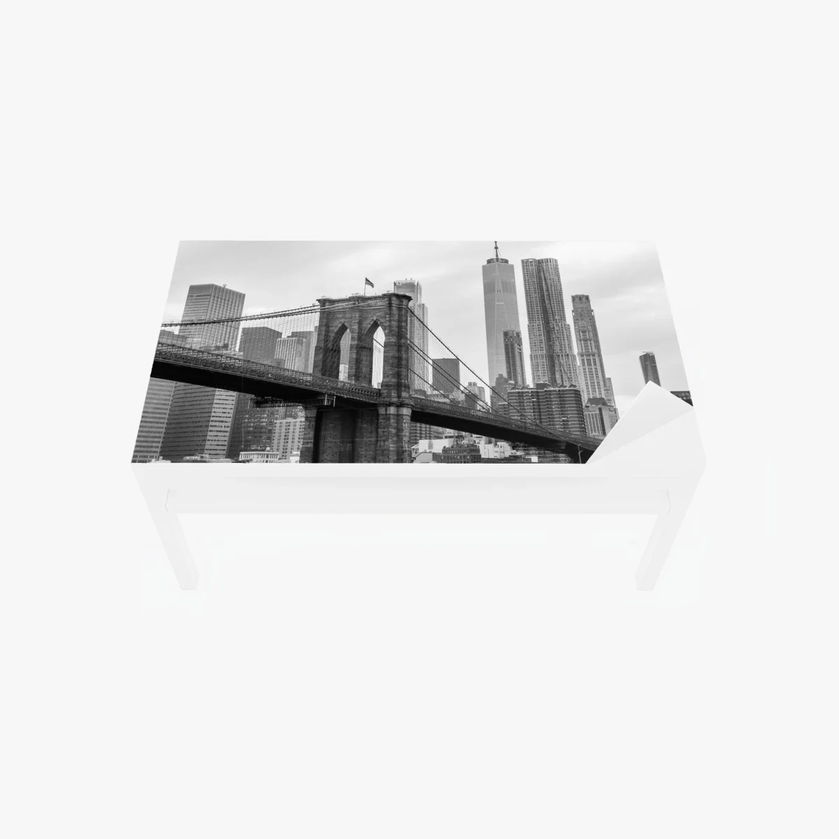 Tischaufkleber und Schreibtischaufkleber Brooklyn Bridge und New York skyline in graustufen – Wallnifity® Tischaufkleber und Schreibtischaufkleber Brooklyn Bridge und New York skyline in graustufen – Wallnifity®