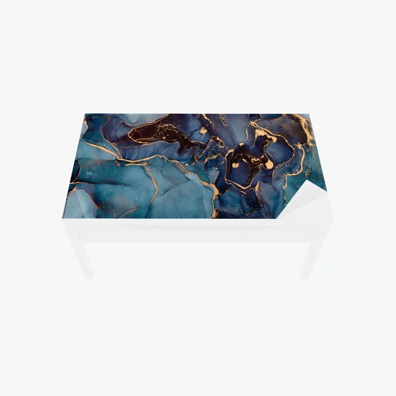 Tischaufkleber und Schreibtischaufkleber tiefes ozeanblau mit goldadern