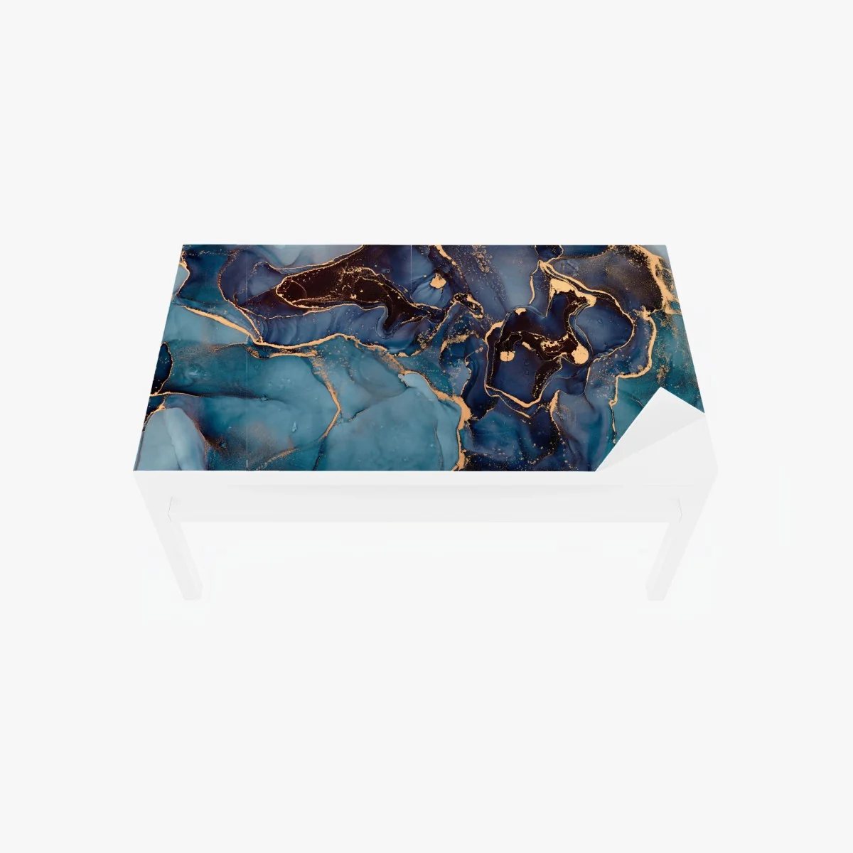 Tischaufkleber und Schreibtischaufkleber tiefes ozeanblau mit goldadern – Wallnifity®