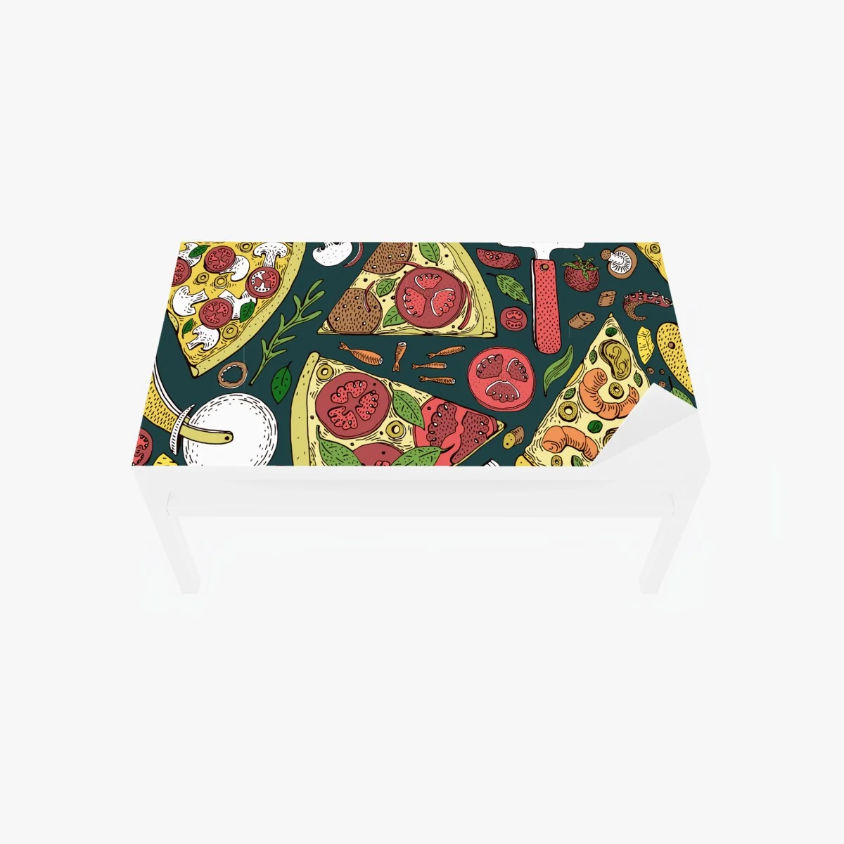 Tischaufkleber und Schreibtischaufkleber buntes muster mit pizzastücken – Wallnifity®