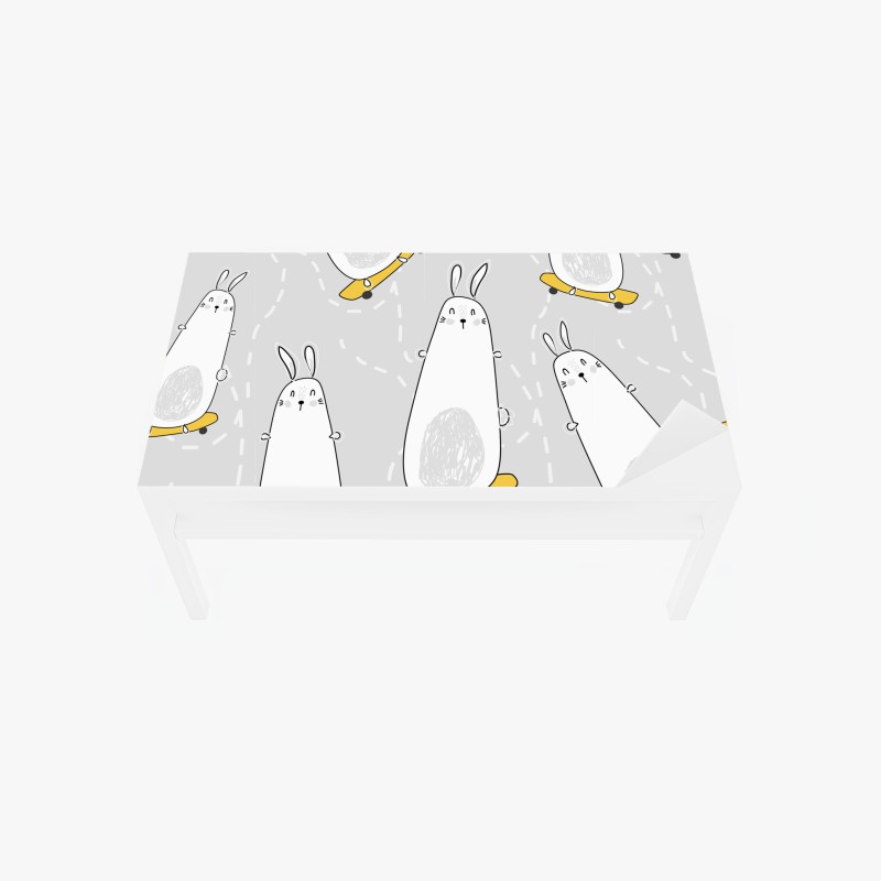 Tischaufkleber und Schreibtischaufkleber spielende kaninchen auf skateboards muster