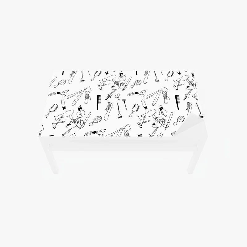Tischaufkleber und Schreibtischaufkleber handgezeichnetes muster von friseurwerkzeugen – Wallnifity® Tischaufkleber und Schreibtischaufkleber handgezeichnetes muster von friseurwerkzeugen – Wallnifity®