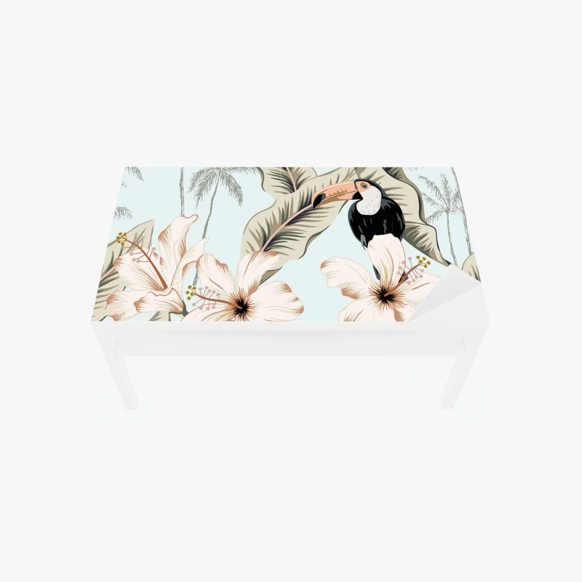 Tischaufkleber und Schreibtischaufkleber tropisches tukan- und hibiskusmotiv – Wallnifity®