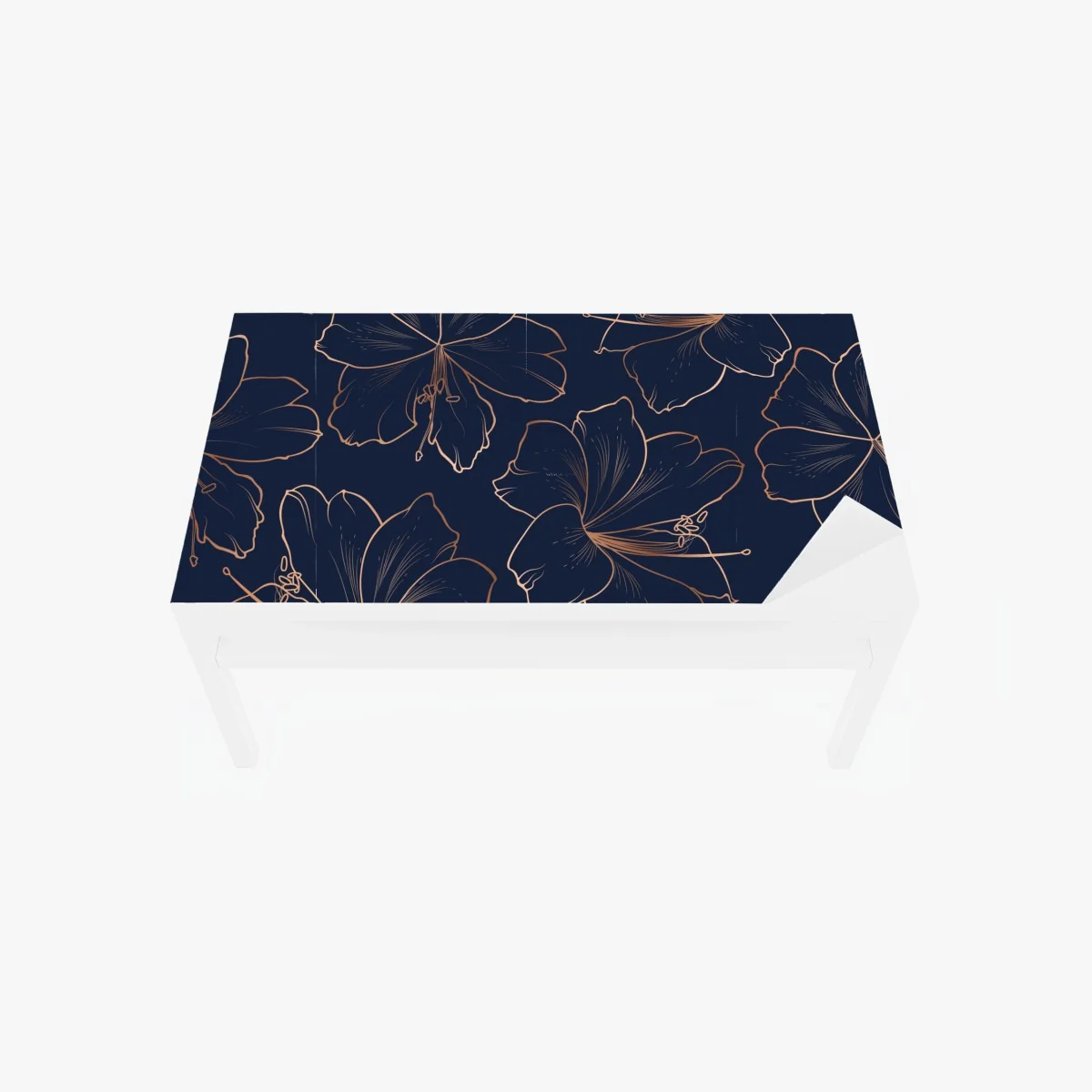 Tischaufkleber und Schreibtischaufkleber dunkelblaues muster mit goldenen blumenkonturen – Wallnifity® Tischaufkleber und Schreibtischaufkleber dunkelblaues muster mit goldenen blumenkonturen – Wallnifity®