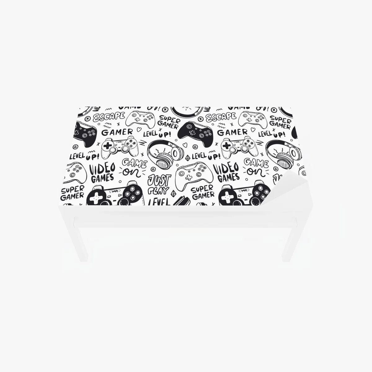 Tischaufkleber und Schreibtischaufkleber doodle-muster mit videospiel-controllern – Wallnifity® Tischaufkleber und Schreibtischaufkleber doodle-muster mit videospiel-controllern – Wallnifity®