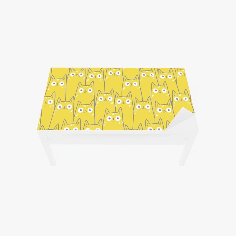 Tischaufkleber und Schreibtischaufkleber fröhliches gelbes katzenmuster