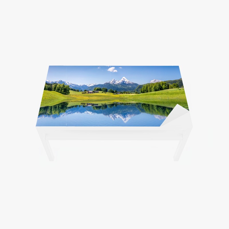 Tischaufkleber und Schreibtischaufkleber ruhiger hölzerner steg bei dämmerung – Wallnifity®