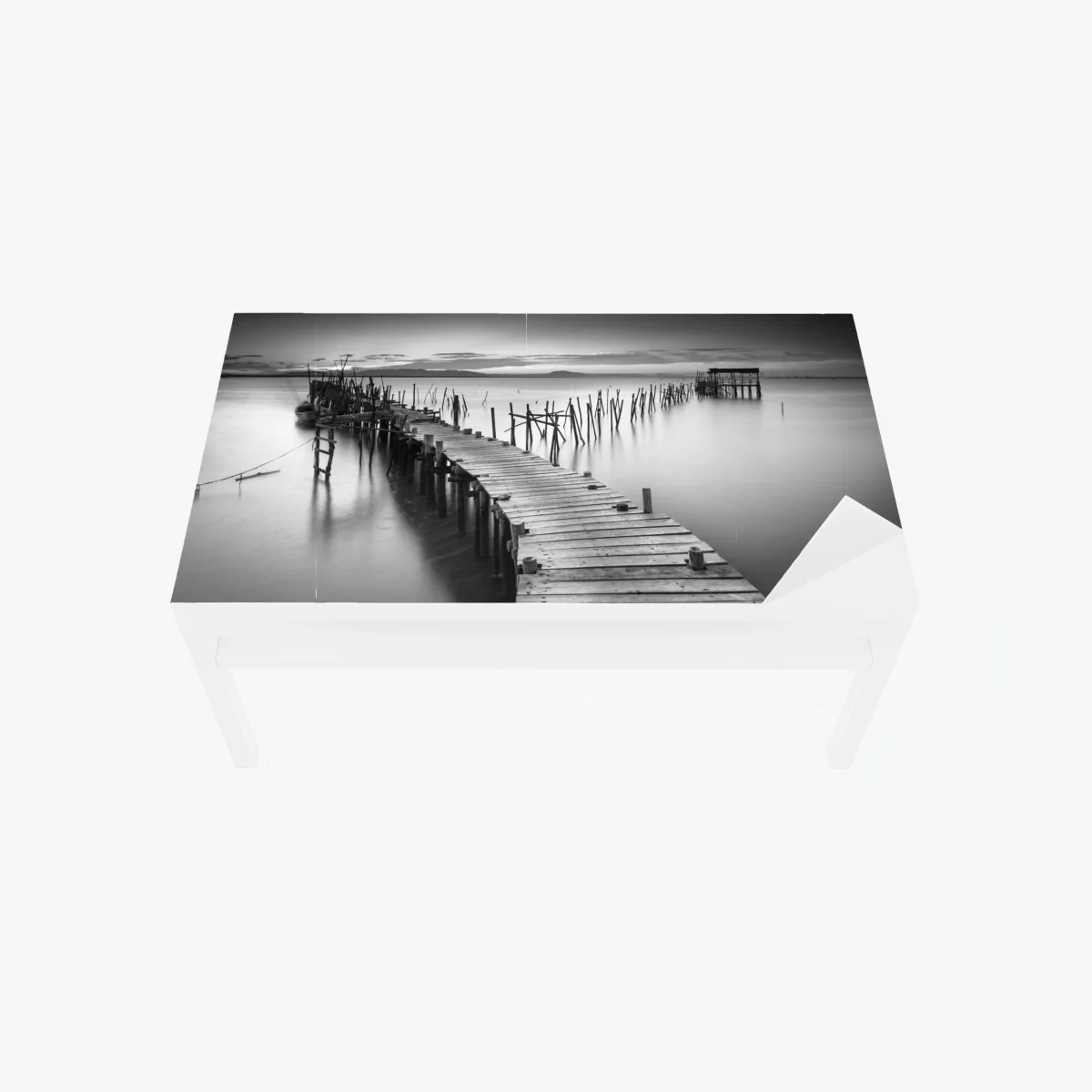 Tischaufkleber und Schreibtischaufkleber ruhiger hölzerner steg bei dämmerung – Wallnifity® Tischaufkleber und Schreibtischaufkleber ruhiger hölzerner steg bei dämmerung – Wallnifity®