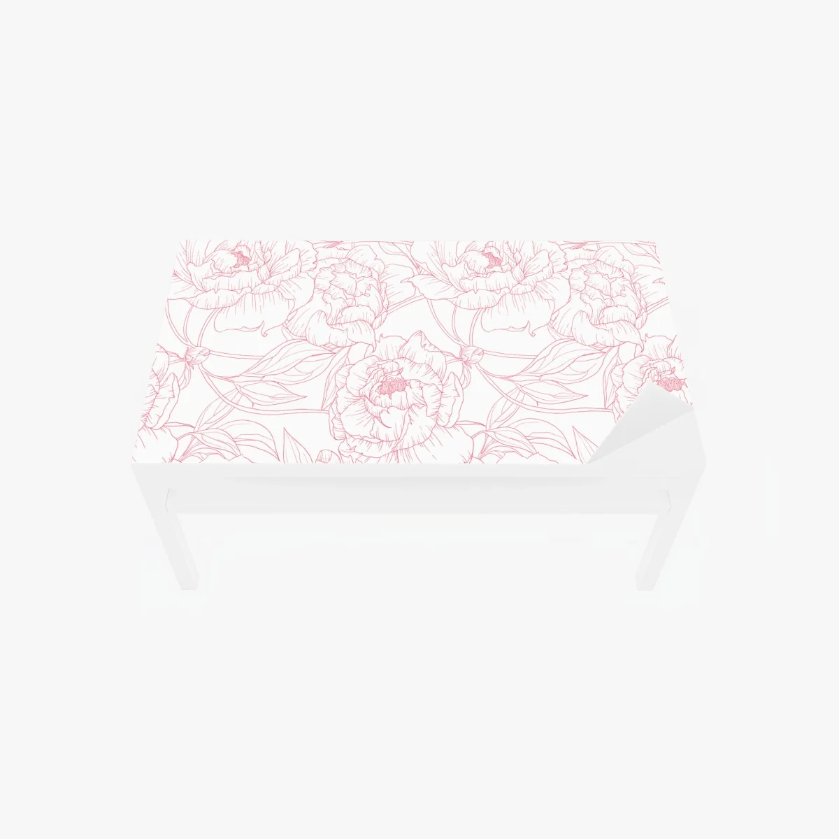 Tischaufkleber und Schreibtischaufkleber zartes rosa paeonien-line-art-muster – Wallnifity®