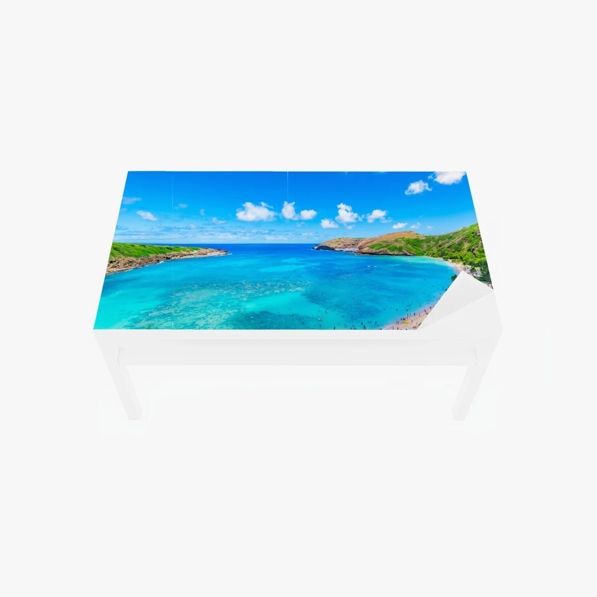 Tischaufkleber und Schreibtischaufkleber tropische türkisfarbene bucht panorama – Wallnifity® Tischaufkleber und Schreibtischaufkleber tropische türkisfarbene bucht panorama – Wallnifity®