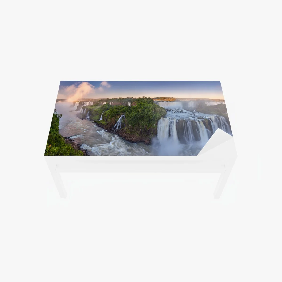 Tischaufkleber und Schreibtischaufkleber neblige panorama der wasserfälle im üppigen wald – Wallnifity® Tischaufkleber und Schreibtischaufkleber neblige panorama der wasserfälle im üppigen wald – Wallnifity®